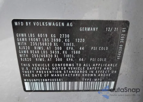 2021 Volkswagen Id.4 Awd Pro S from USA, damaged, VIN WVGUNPE28MP065581